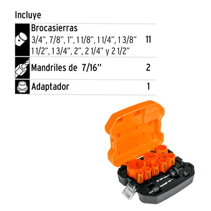 KITB-11 Juego de brocasierras bimetálicas, 13 piezas, Truper Expert