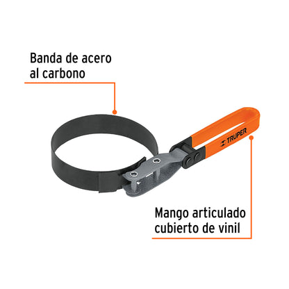 LF-10 Llave de banda metálica para filtro de aceite, 3-3/4"