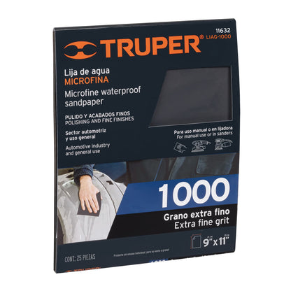 LIAG-1000 Lija de agua microfina papel impermeable, grano 1000