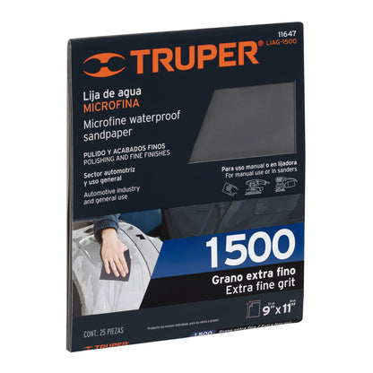 LIAG-1500 Lija de agua microfina papel impermeable, grano 1500