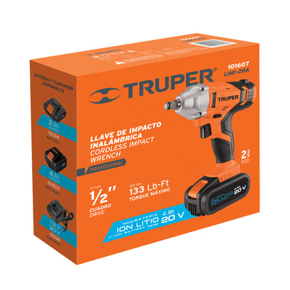 LIMI-20A Llave de impacto inalámbrica 1/2', batería ion litio 20 V