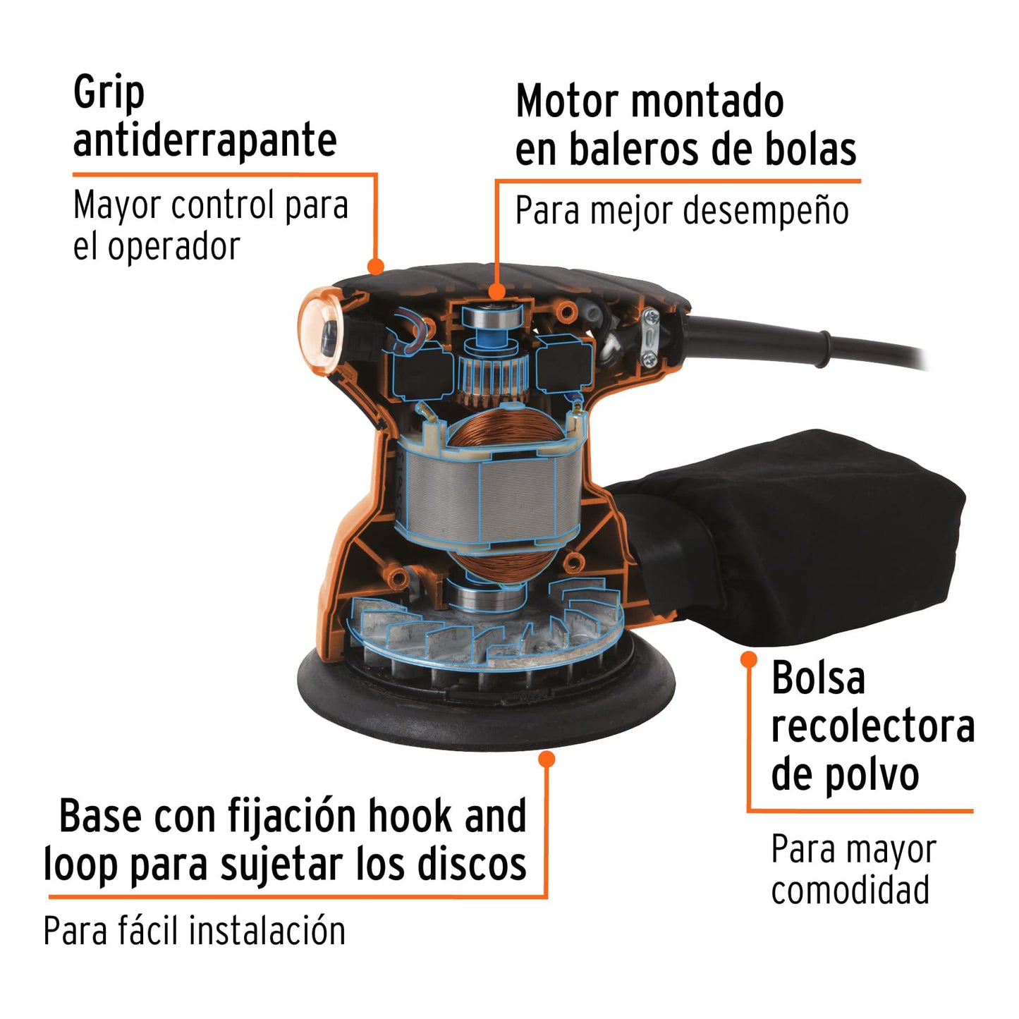 LIRO-5A Lijadora roto orbital, 5', profesional, 260 W