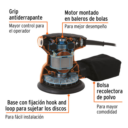 LIRO-5A Lijadora roto orbital, 5', profesional, 260 W