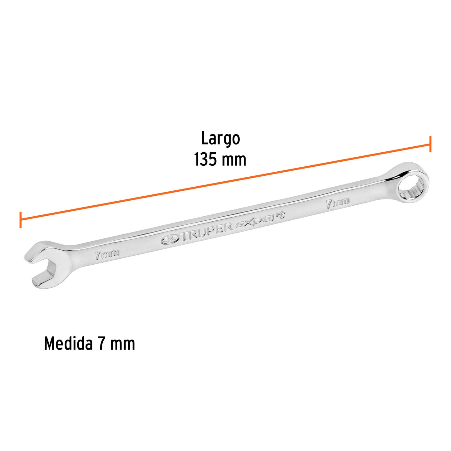 LL-2007M Llave mixta extralarga, métrica, 7 x 137 mm, Truper Expert