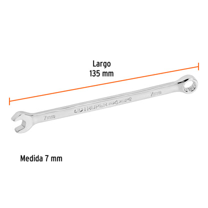 LL-2007M Llave mixta extralarga, métrica, 7 x 137 mm, Truper Expert