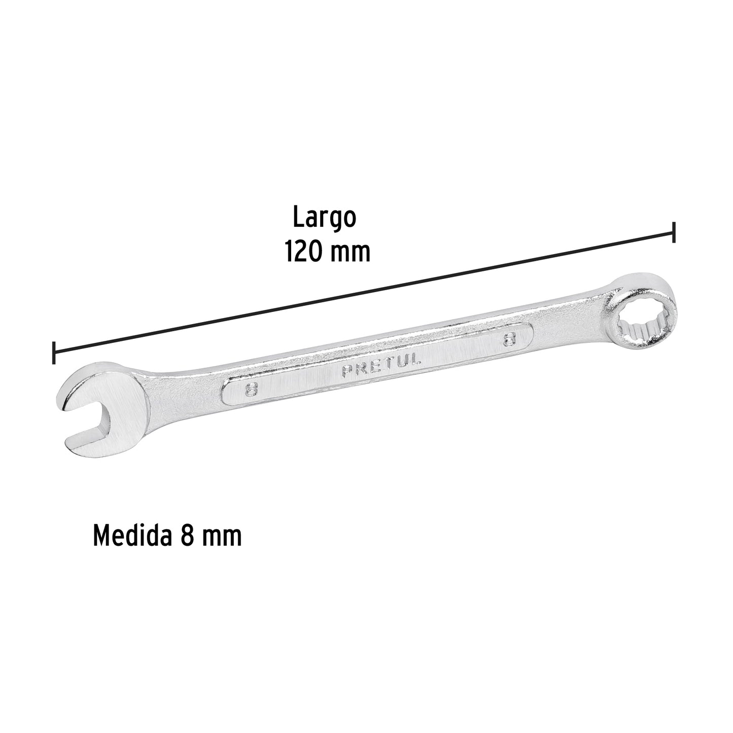 LL-1208MP Llave mixta mm, 8 x 100 mm, Pretul