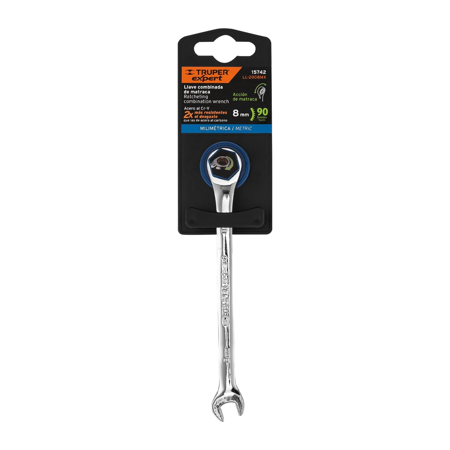 LL-2008MX Llave mixta con ratchet, 8 x 136 mm, Truper Expert