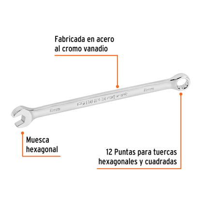 LL-2008M Llave mixta extralarga, métrica, 8 x 147 mm, Truper Expert