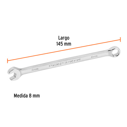 LL-2008M Llave mixta extralarga, métrica, 8 x 147 mm, Truper Expert