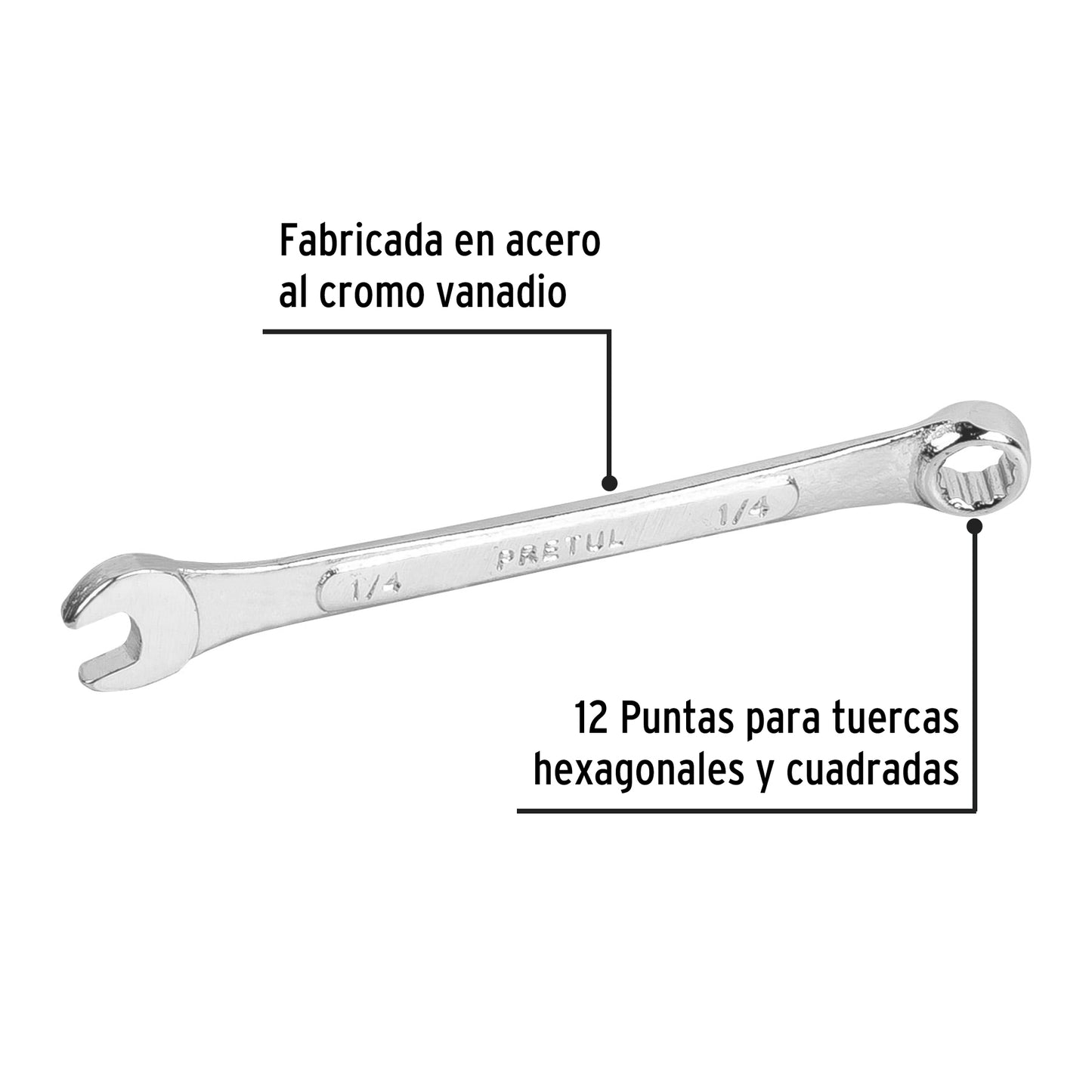 LL-1208P Llave mixta 1/4' x 95 mm, Pretul