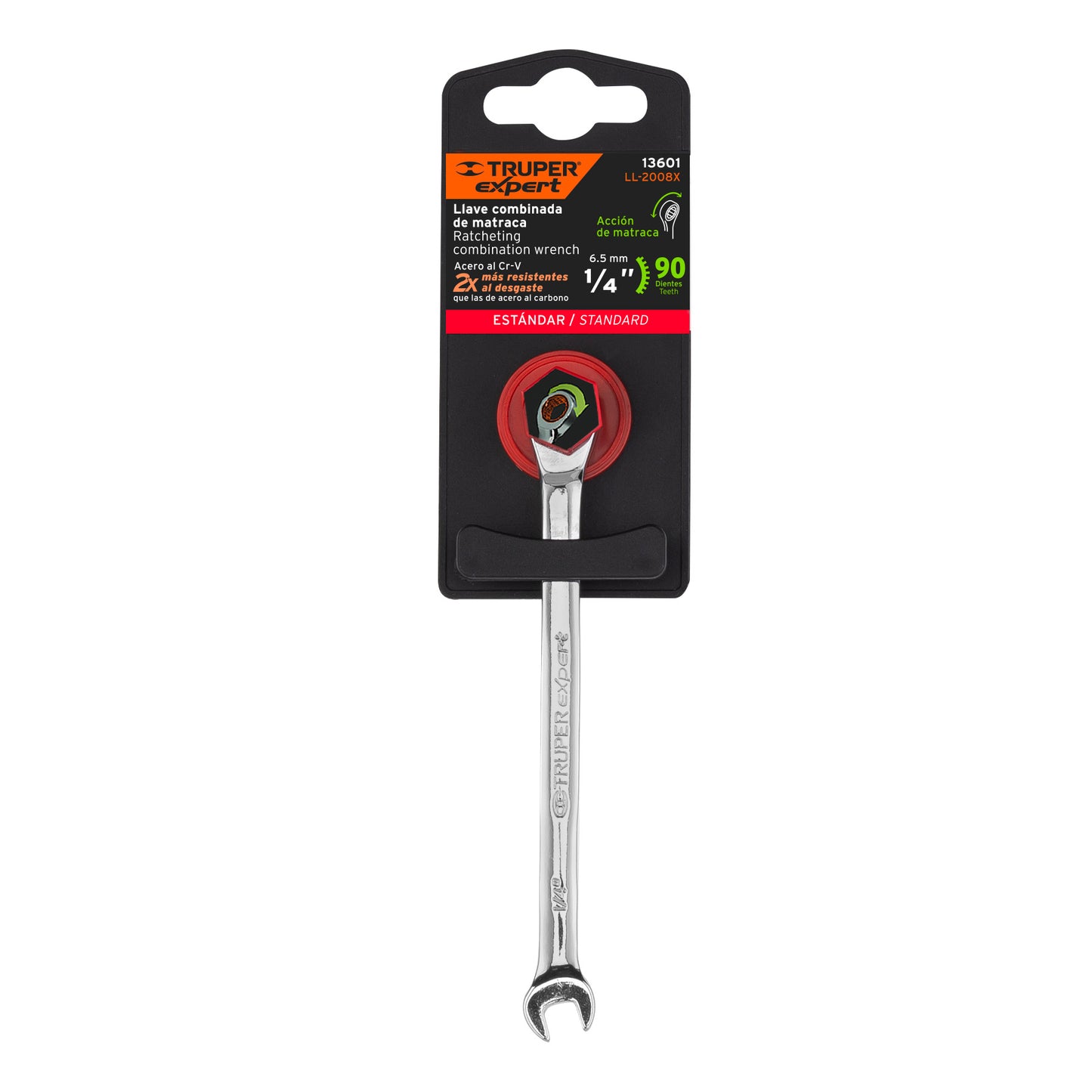 LL-2008X Llave mixta con ratchet, 1/4', Truper Expert