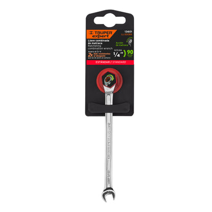 LL-2008X Llave mixta con ratchet, 1/4', Truper Expert