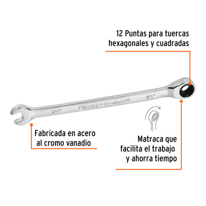 LL-2008X Llave mixta con ratchet, 1/4', Truper Expert