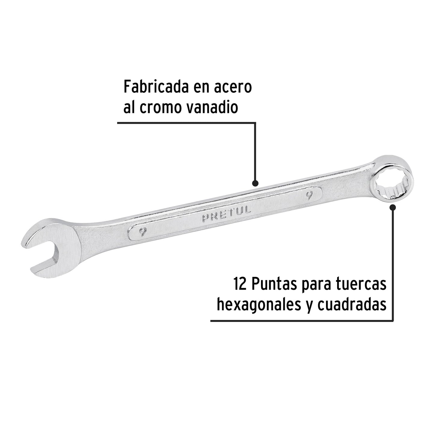 LL-1209MP Llave mixta mm, 9 x 110 mm, Pretul