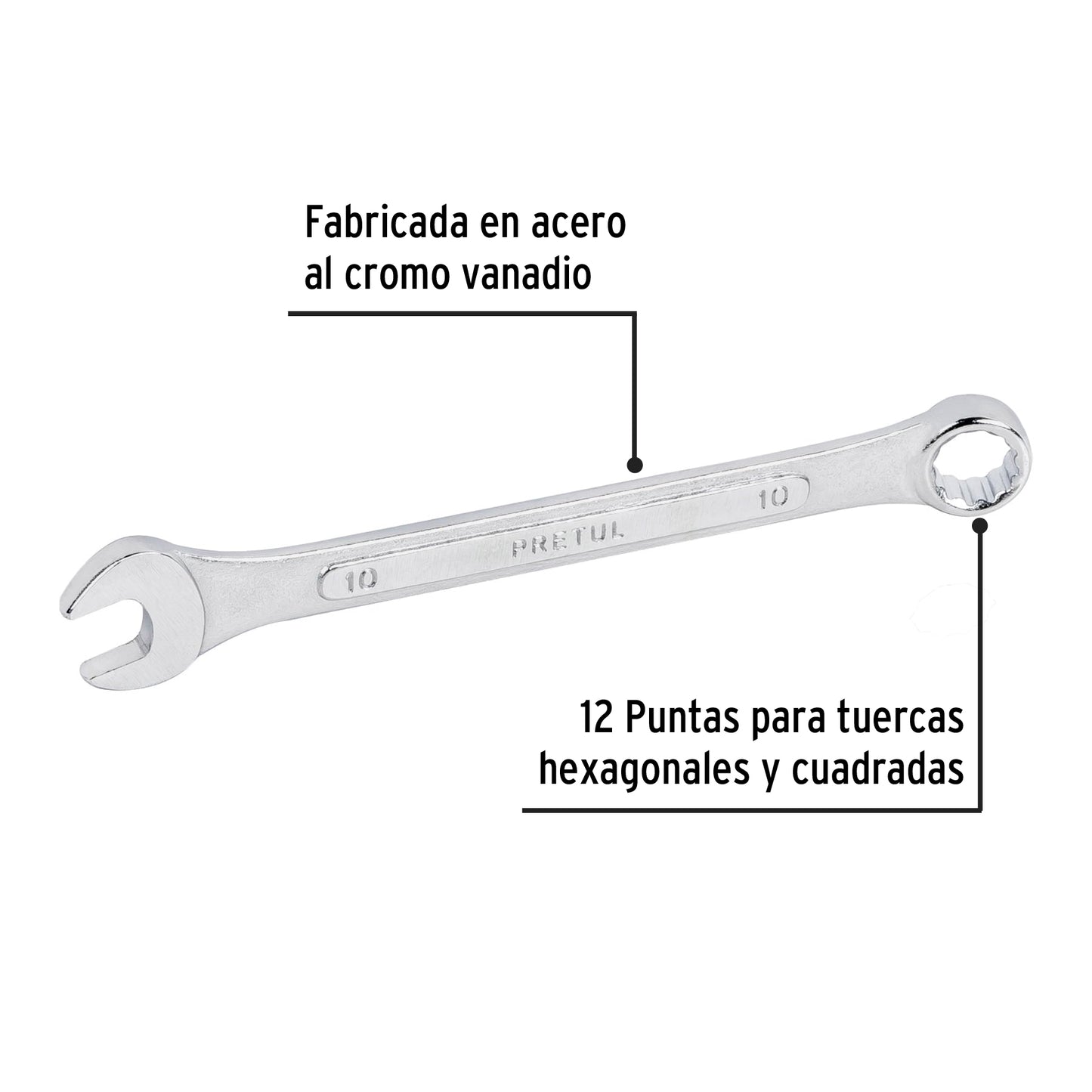 LL-1210MP Llave mixta mm, 10 x 120 mm, Pretul