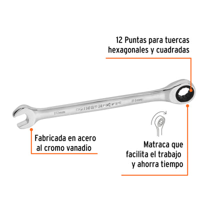 LL-2010MX Llave mixta con ratchet, 10 x 154 mm, Truper Expert