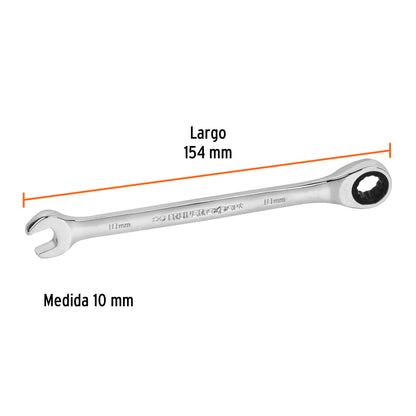 LL-2010MX Llave mixta con ratchet, 10 x 154 mm, Truper Expert