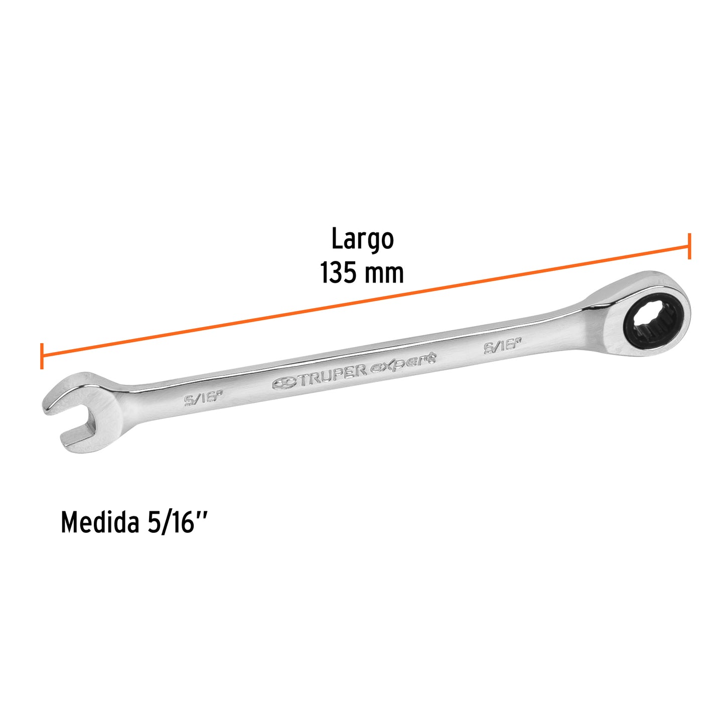 LL-2010X Llave mixta con ratchet, 5/16" x 135 mm, Truper Expert