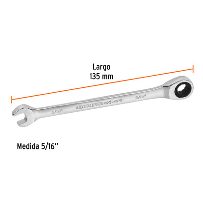 LL-2010X Llave mixta con ratchet, 5/16" x 135 mm, Truper Expert