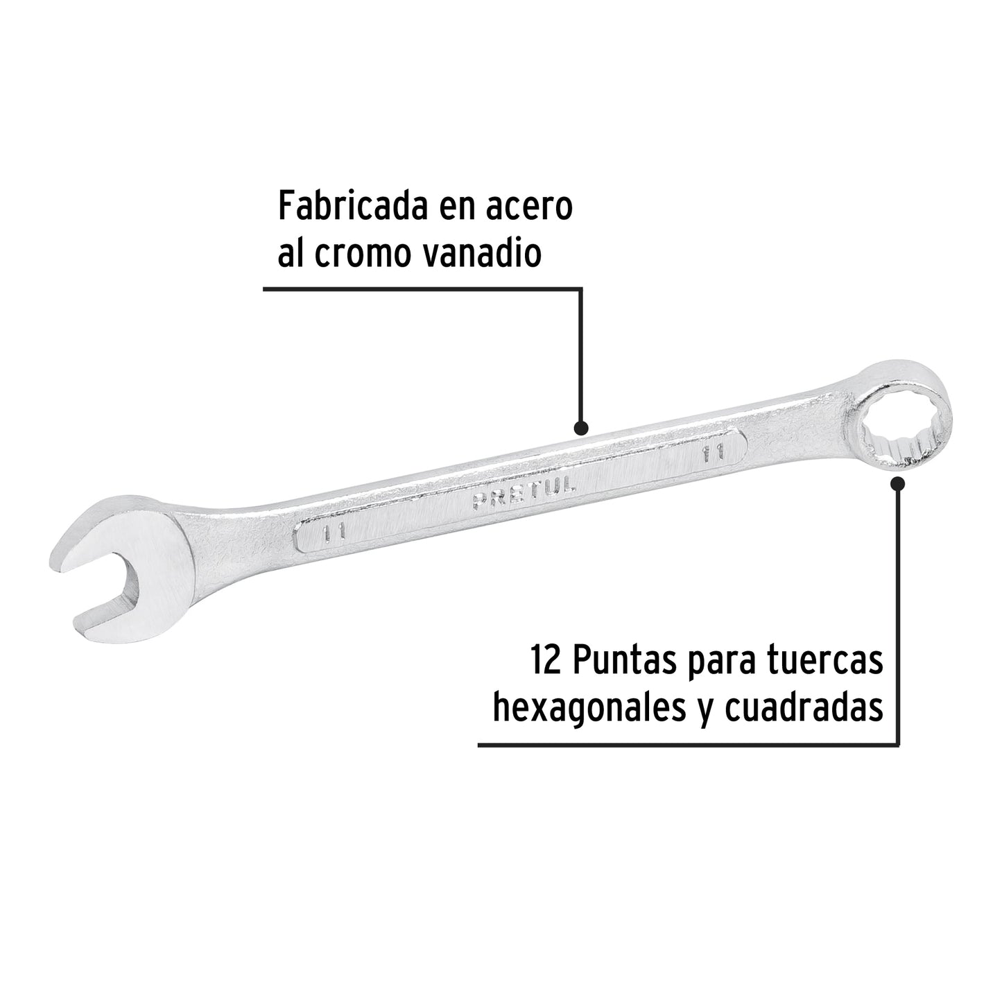 LL-1211MP Llave mixta mm, 11 x 130 mm, Pretul