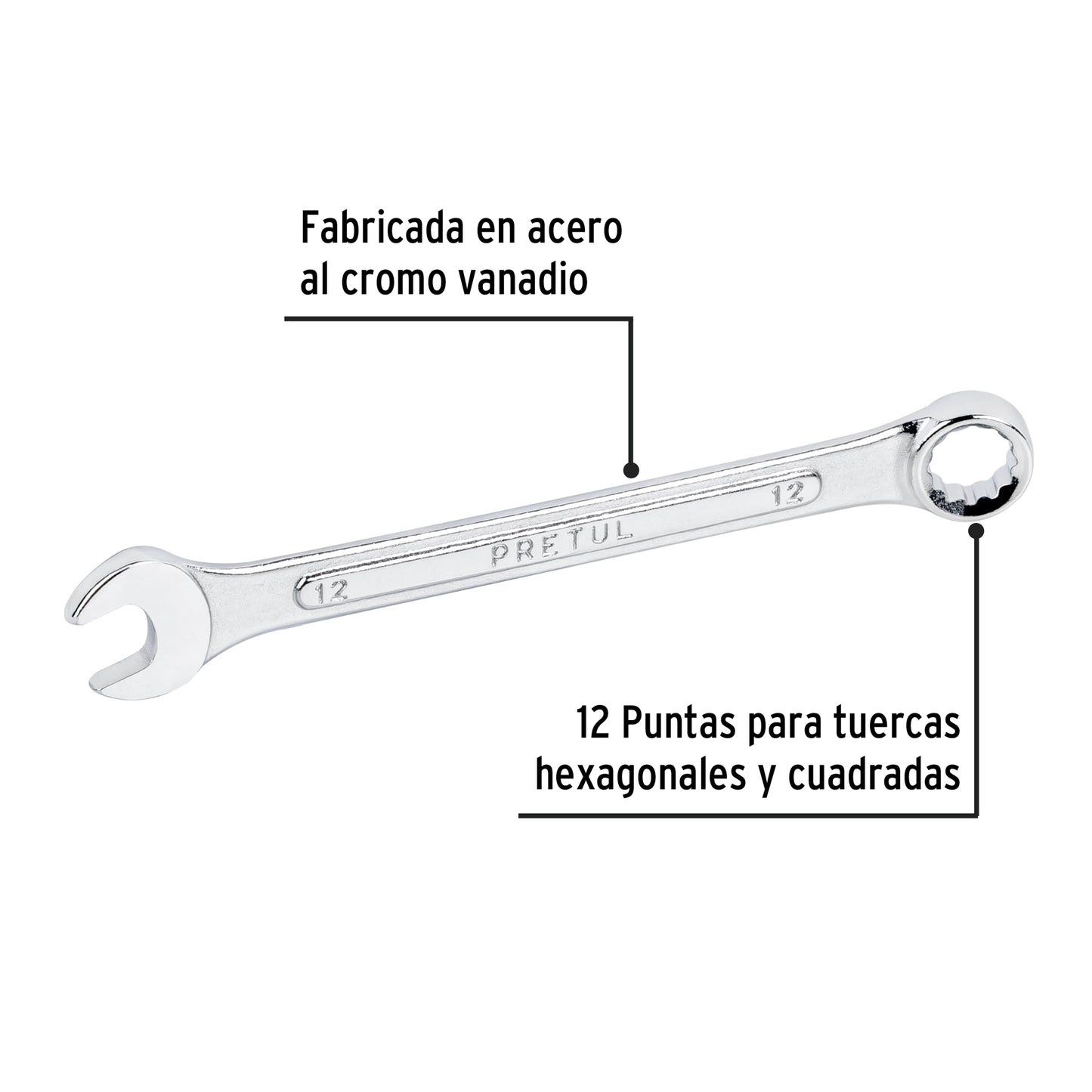 LL-1212MP Llave mixta mm, 12 x 140 mm, Pretul