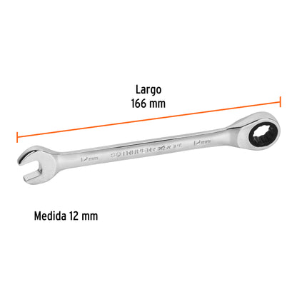 LL-2012MX Llave mixta con ratchet, 12 x 166 mm, Truper Expert