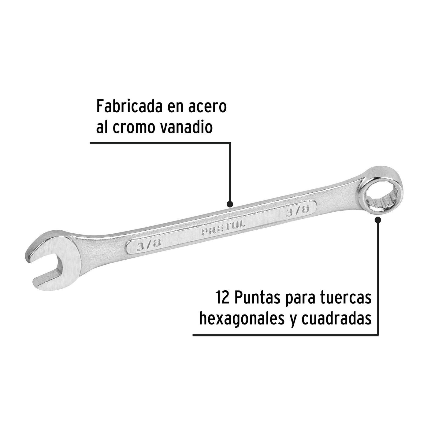 LL-1212P Llave mixta 3/8' x 120 mm, Pretul