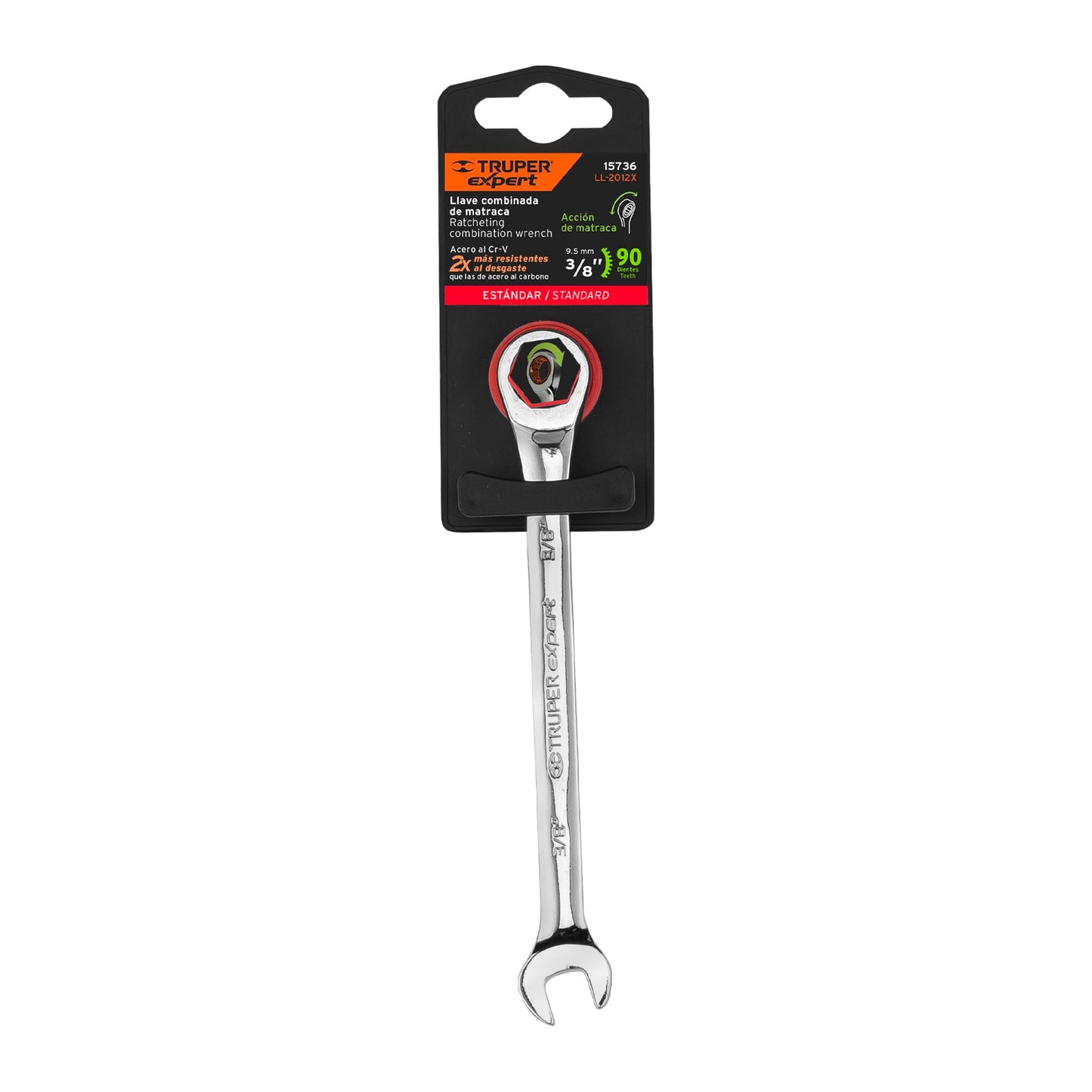 LL-2012X Llave mixta con ratchet, 3/8" x 153 mm, Truper Expert