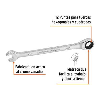 LL-2012X Llave mixta con ratchet, 3/8" x 153 mm, Truper Expert