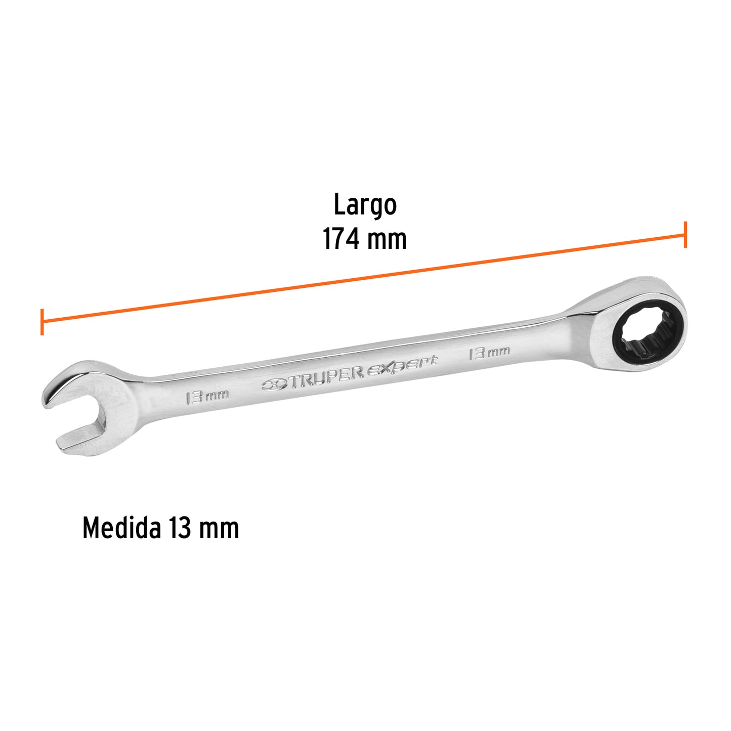 LL-2013MX Llave mixta con ratchet, 13 x 174 mm, Truper Expert