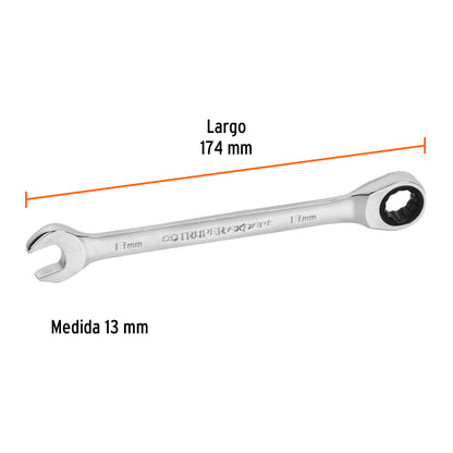 LL-2013MX Llave mixta con ratchet, 13 x 174 mm, Truper Expert