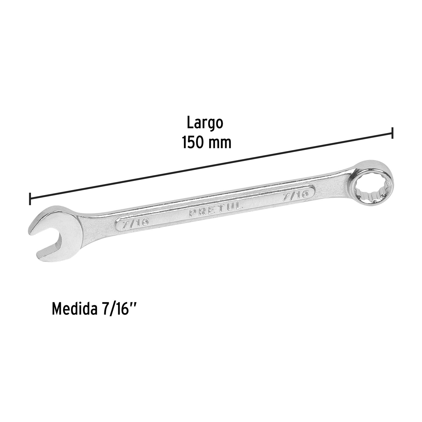 LL-1214P Llave mixta 7/16' x 130 mm, Pretul