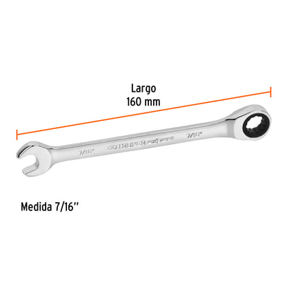 LL-2014X Llave mixta con ratchet, 7/16" x 160 mm, Truper Expert
