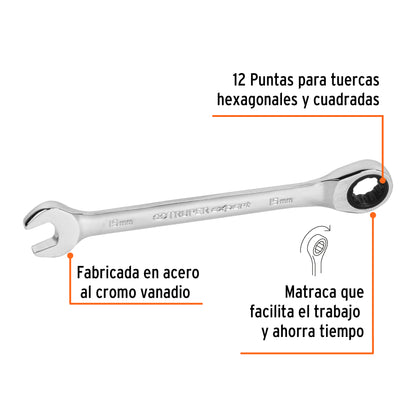 LL-2015MX Llave mixta con ratchet, 15 x 194 mm, Truper Expert