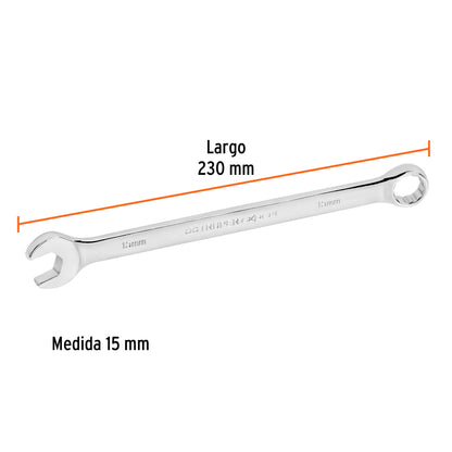 LL-2015M Llave mixta extralarga, métrica, 15 x 232 mm, Truper Expert