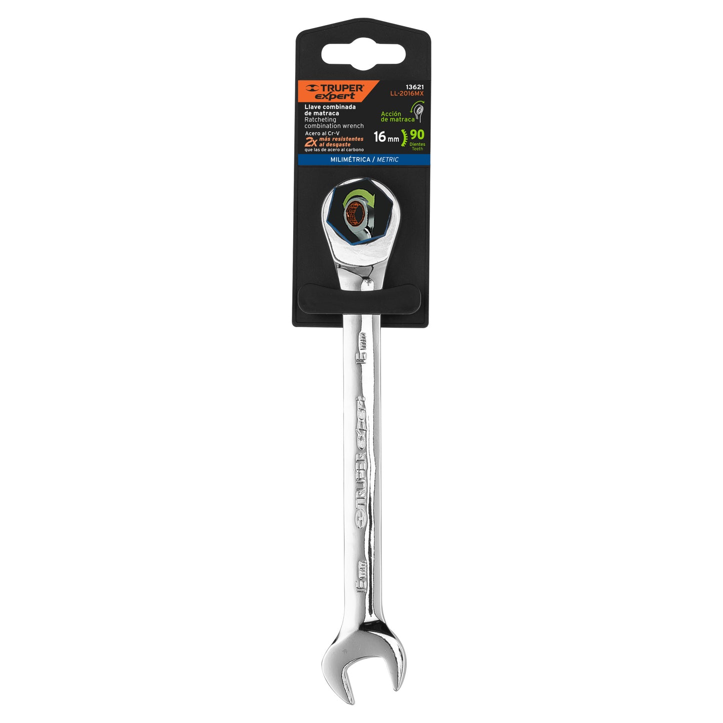 LL-1216MX Llave mixta con ratchet, milimétrica 16mm, TruperExpert