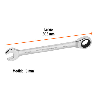 LL-1216MX Llave mixta con ratchet, milimétrica 16mm, TruperExpert