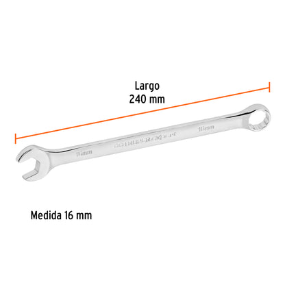 LL-2016M Llave mixta extralarga, métrica, 16 x 243 mm, Truper Expert