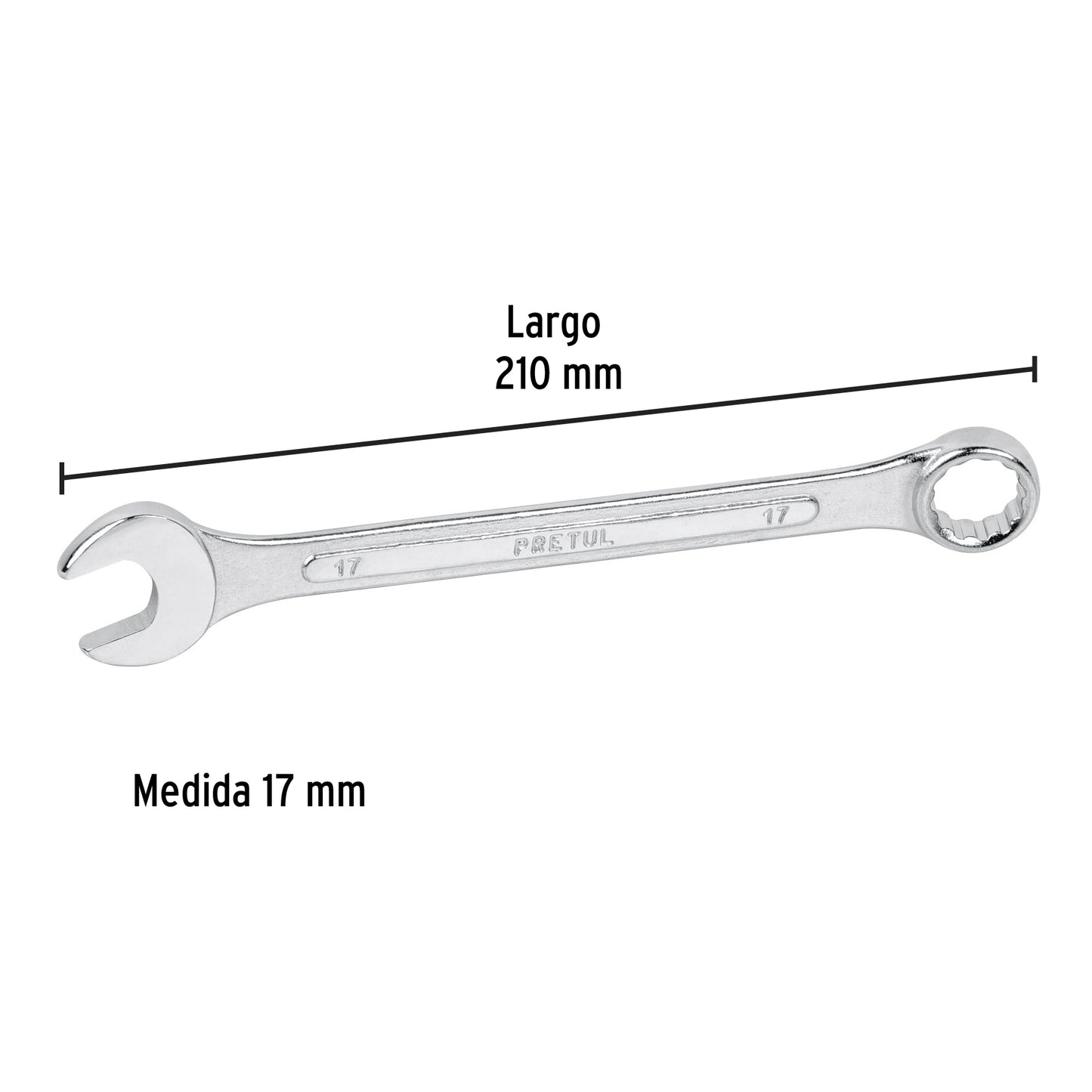 LL-1217MP Llave mixta mm, 17 x 205 mm, Pretul