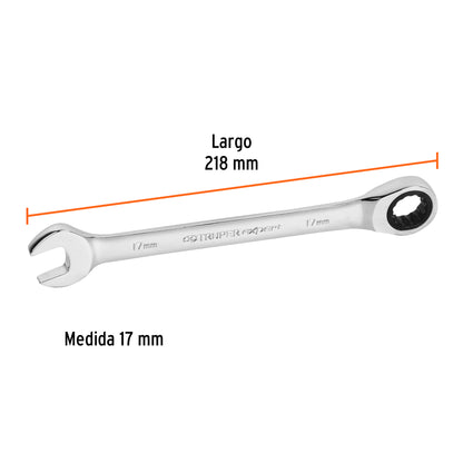 LL-2017MX Llave mixta con ratchet, milimétrica 17mm, TruperExpert
