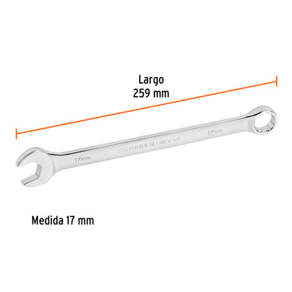 LL-2017M Llave mixta extralarga, métrica, 17 x 256 mm, Truper Expert