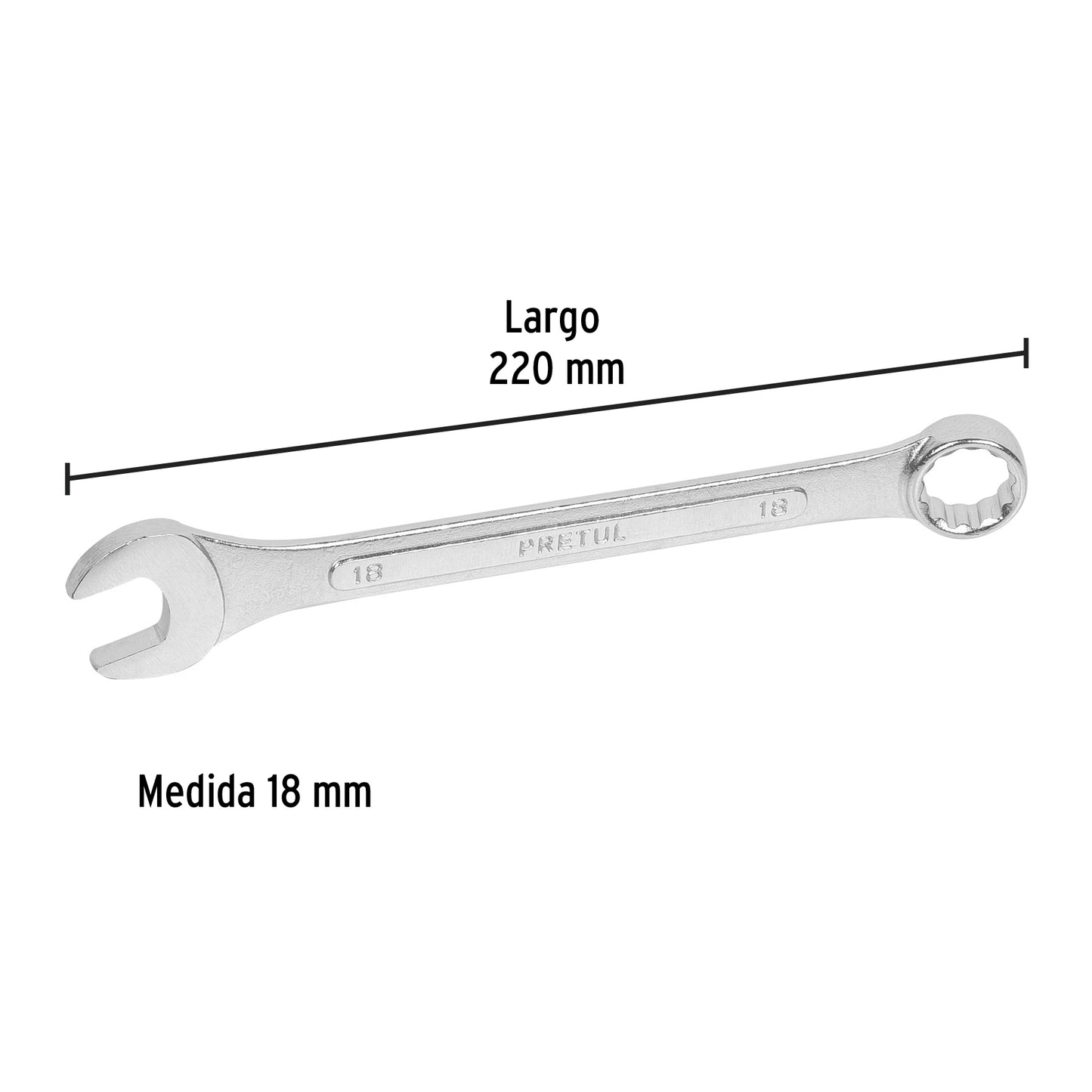 LL-1218MP Llave mixta mm, 18 x 215 mm, Pretul