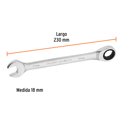 LL-2018MX Llave mixta con ratchet, 18 x 230 mm, Truper Expert