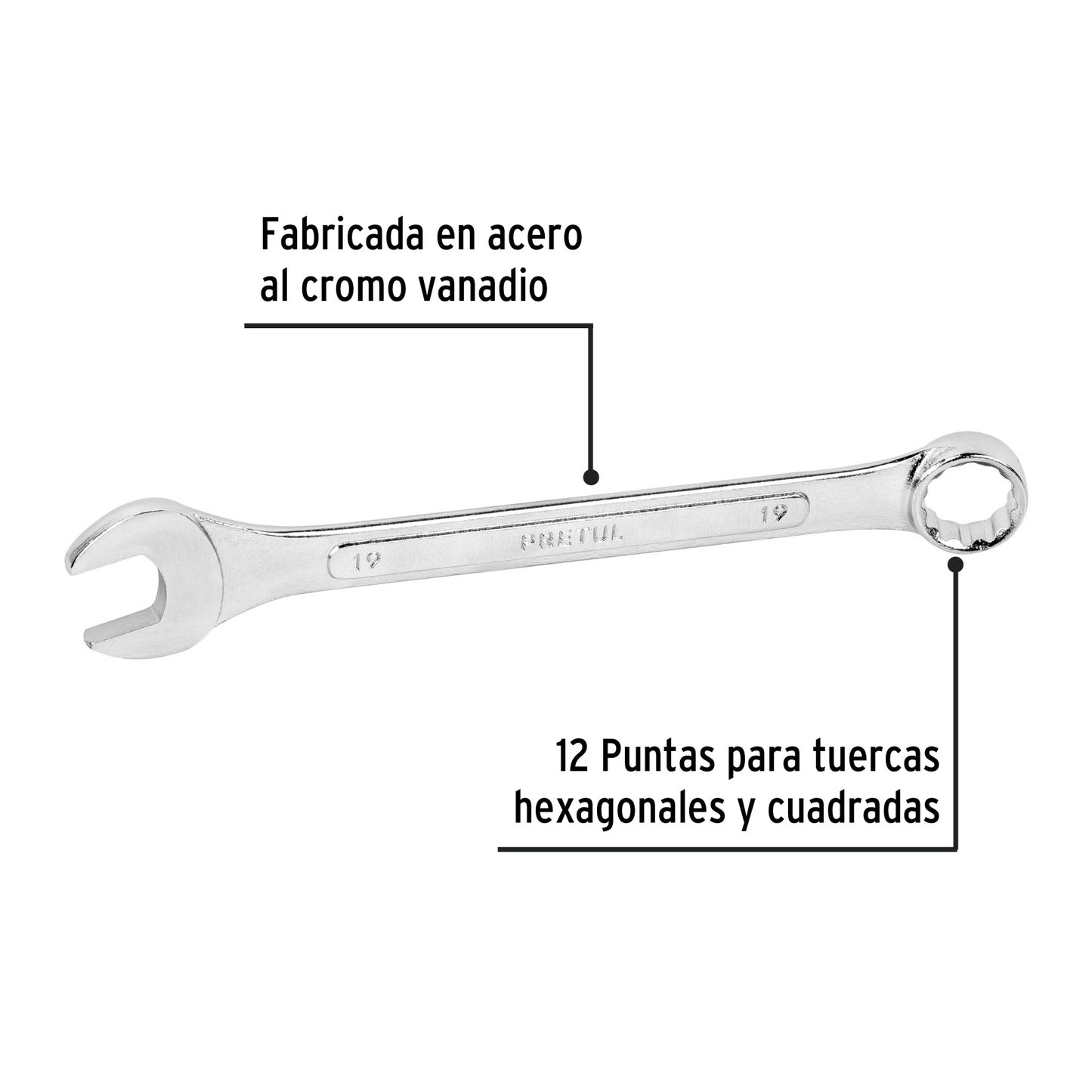 LL-1219MP Llave mixta mm, 19 x 230 mm, Pretul