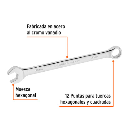 LL-2020M Llave mixta extralarga, métrica, 20 x 290 mm, Truper Expert