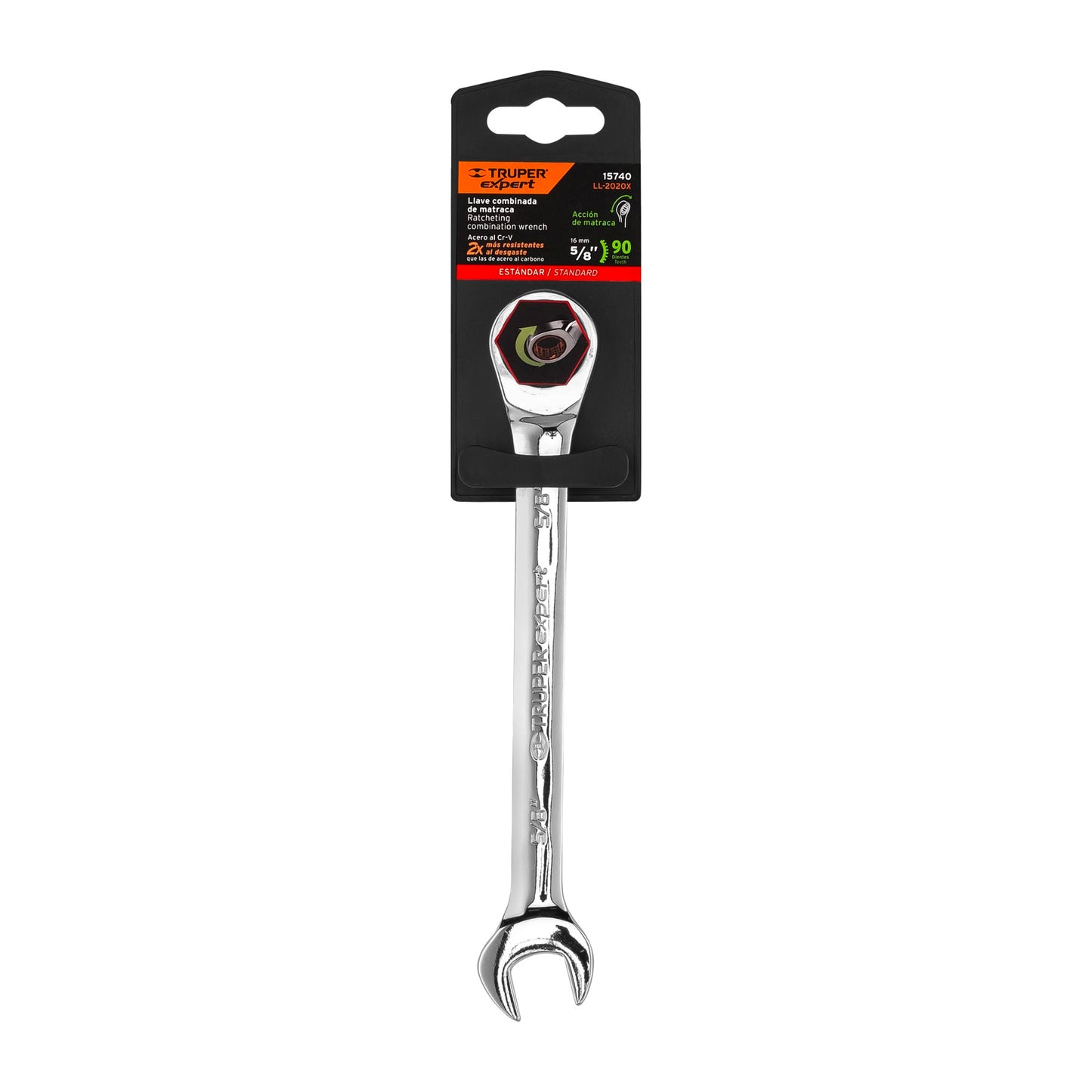 LL-2020X Llave mixta con ratchet, 5/8" x 202 mm, Truper Expert