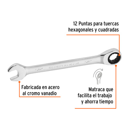 LL-2020X Llave mixta con ratchet, 5/8" x 202 mm, Truper Expert