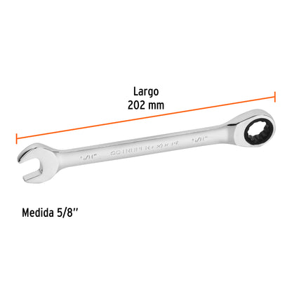 LL-2020X Llave mixta con ratchet, 5/8" x 202 mm, Truper Expert