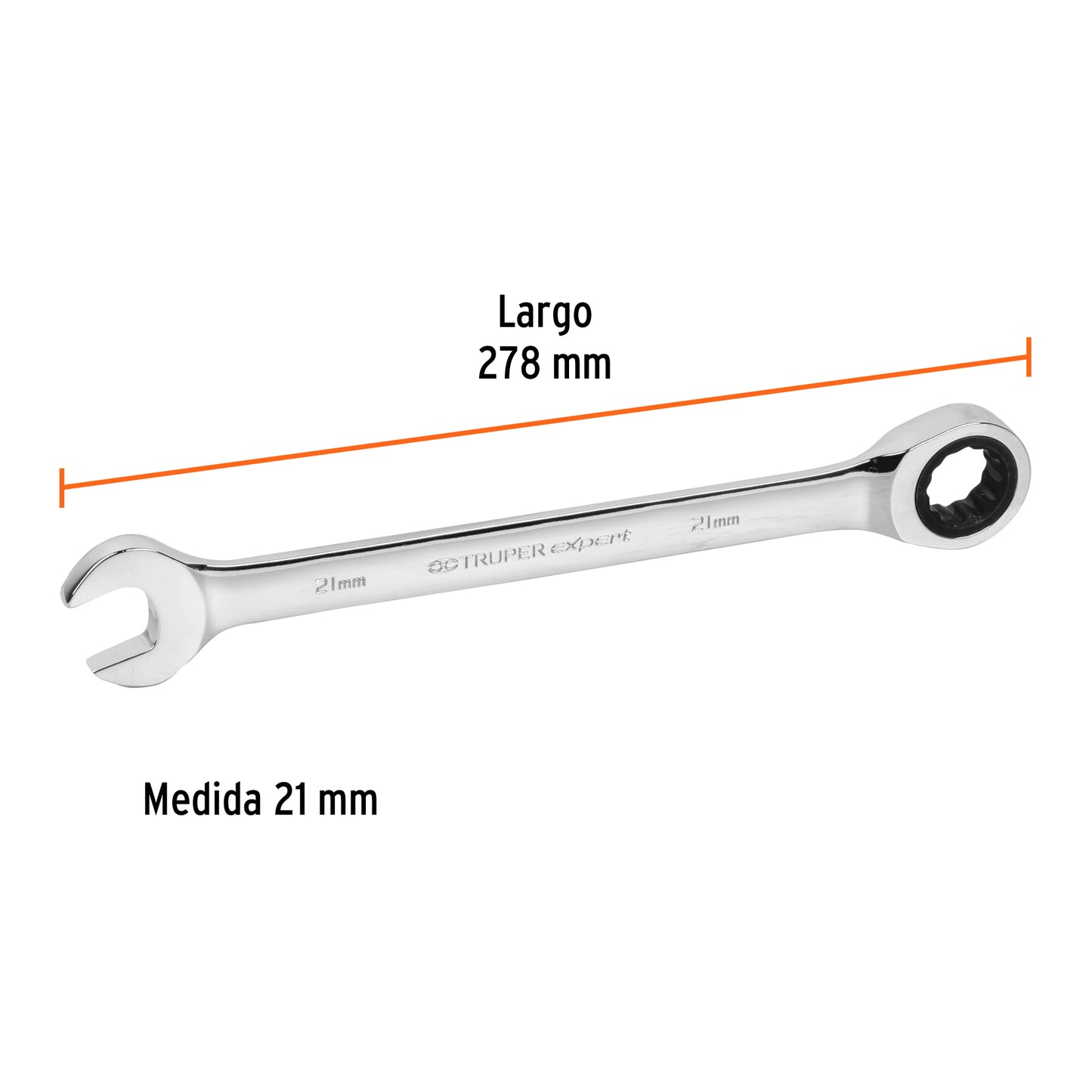 LL-1221MX Llave mixta con ratchet, milimétrica 21mm, TruperExpert