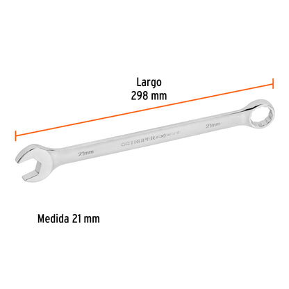 LL-2021M Llave mixta extralarga, métrica, 21 x 301 mm, Truper Expert